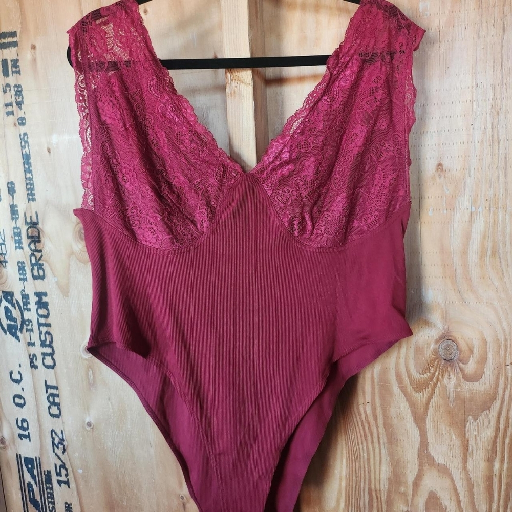Cider Burgundy Lace Bodysuit "BUY1 GET1 FREE"